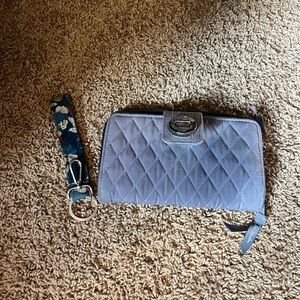 Vera Bradley Gray Quilted Wallet With Floral Key Chain